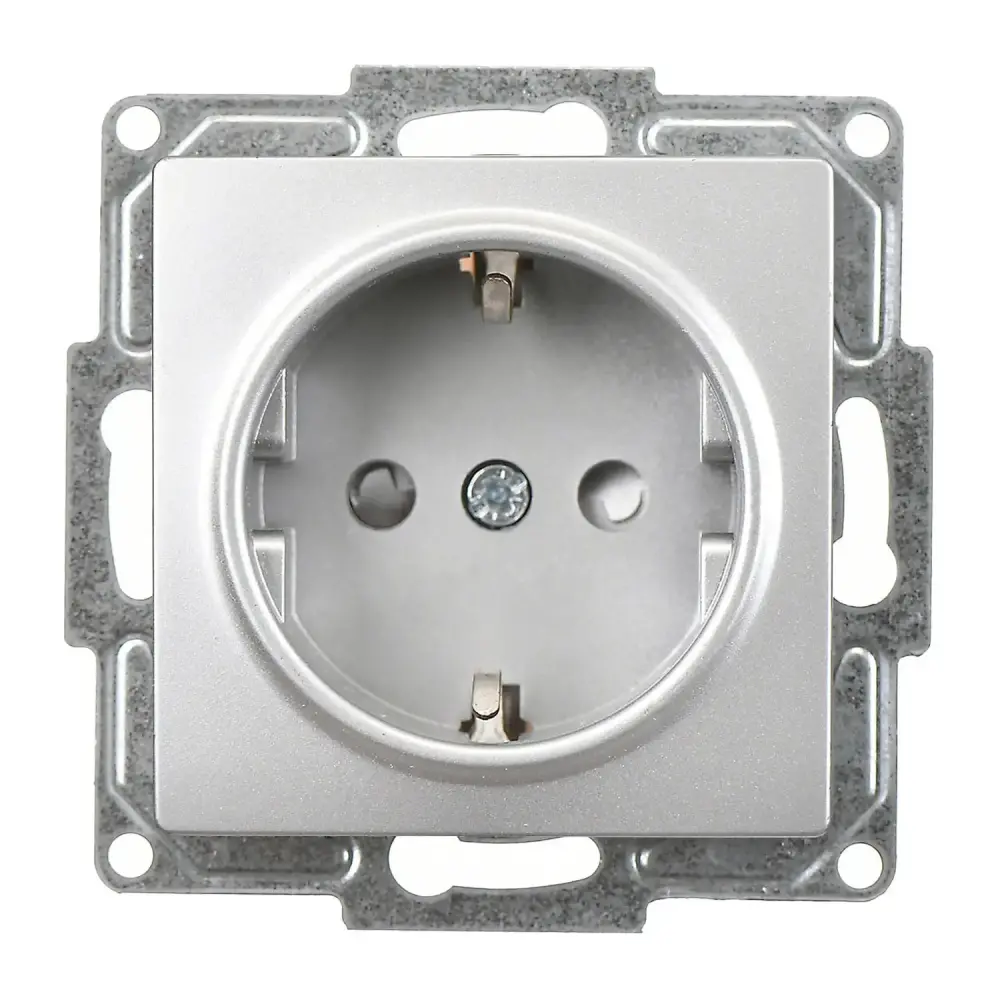 Visage Çocuk Korumalı Topraklı Priz (klipsli), Gümüş (Mekanizma + Tuş/Kapak) - 1