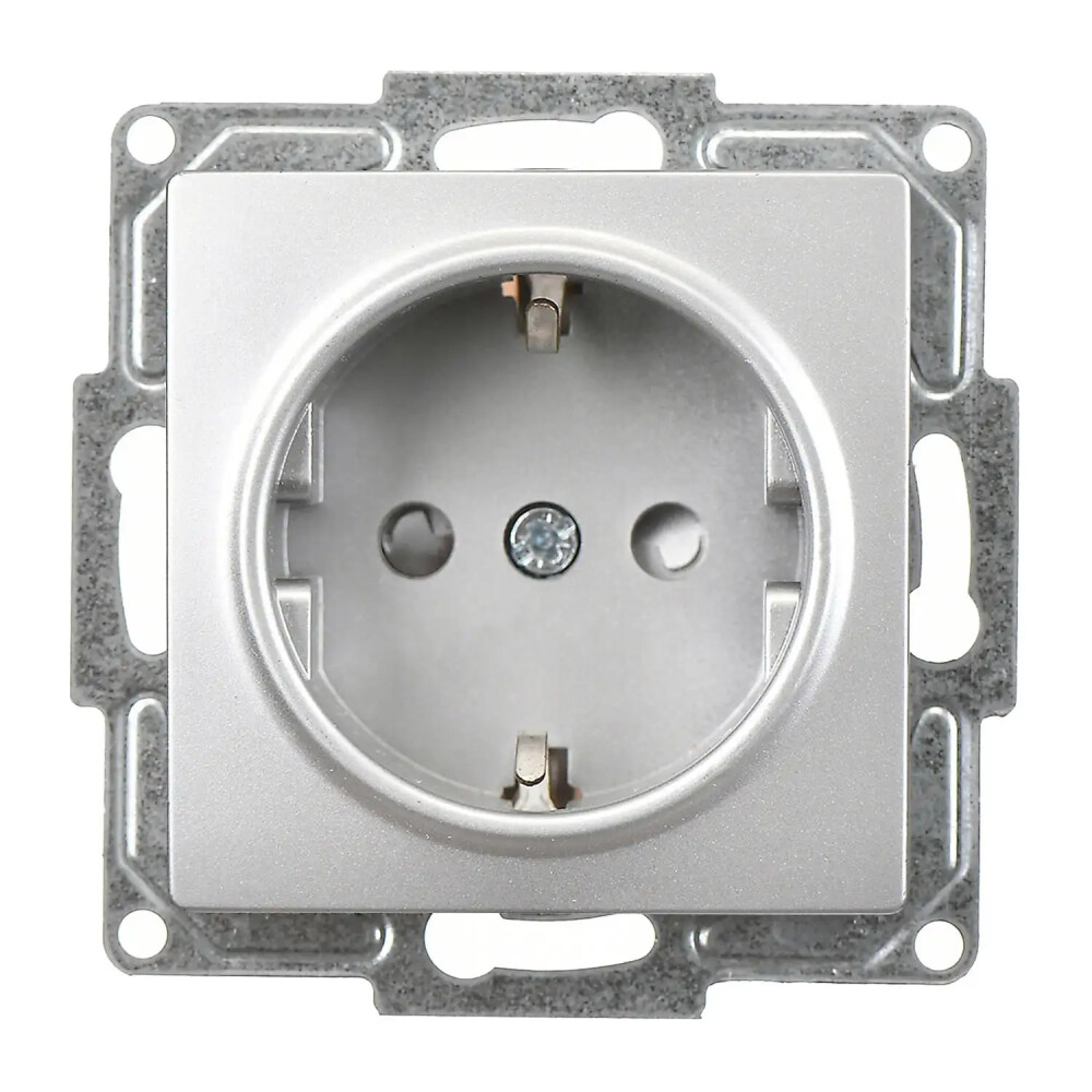Visage Çocuk Korumalı Topraklı Priz (klipsli), Gümüş (Mekanizma + Tuş/Kapak) - Günsan Elektrik
