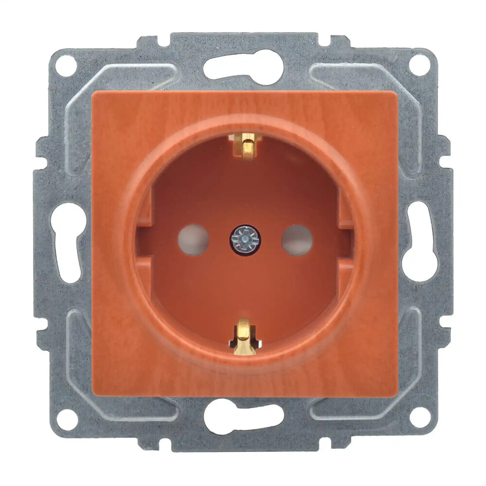 Visage Çocuk Korumalı Topraklı Priz, Meşe (Mekanizma + Tuş/Kapak) - Günsan Elektrik