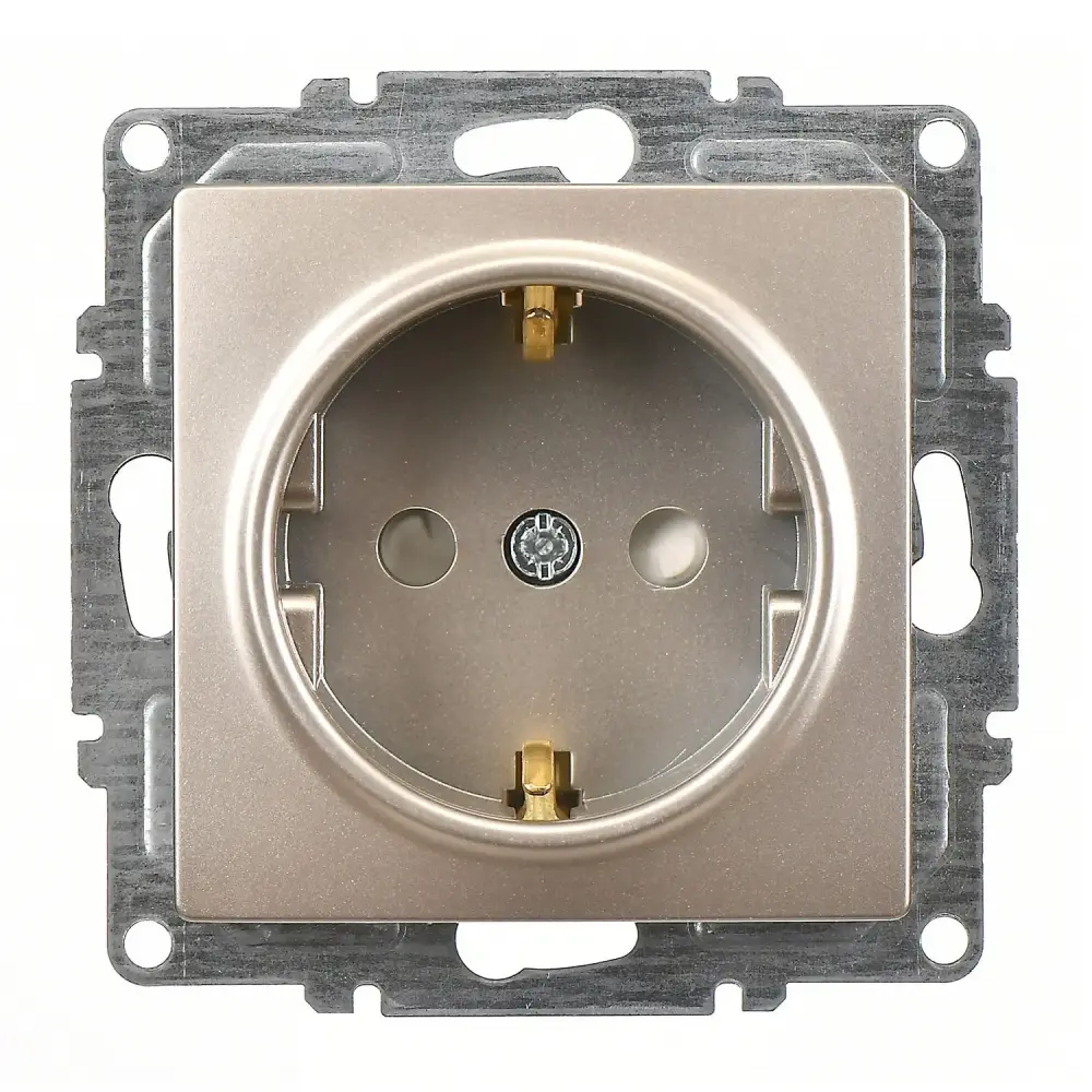 Visage Çocuk Korumalı Topraklı Priz, Metalik Bej (Mekanizma + Tuş/Kapak) - 1