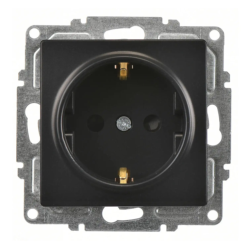 Visage Çocuk Korumalı Topraklı Priz, Metalik Siyah (Mekanizma + Tuş/Kapak) - Günsan Elektrik