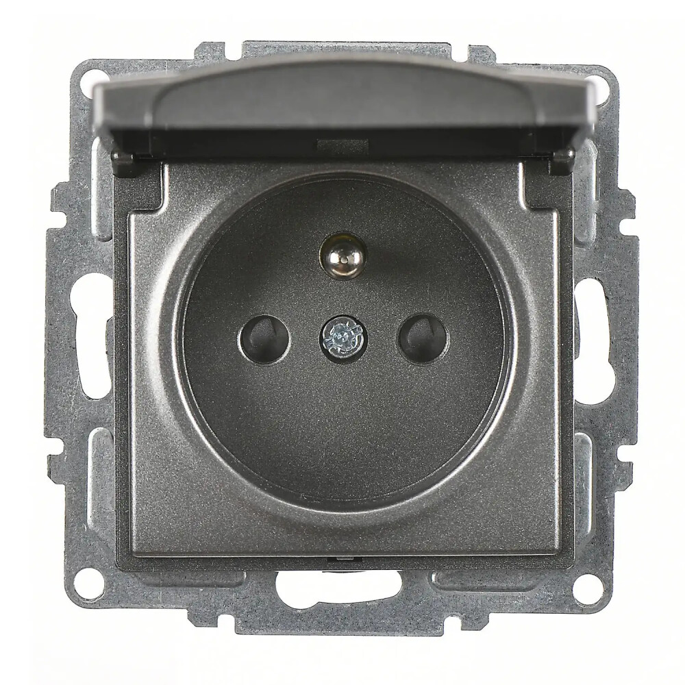 Visage Çocuk Korumalı UPS Priz (klipsli), Füme (Mekanizma + Tuş/Kapak) - Günsan Elektrik