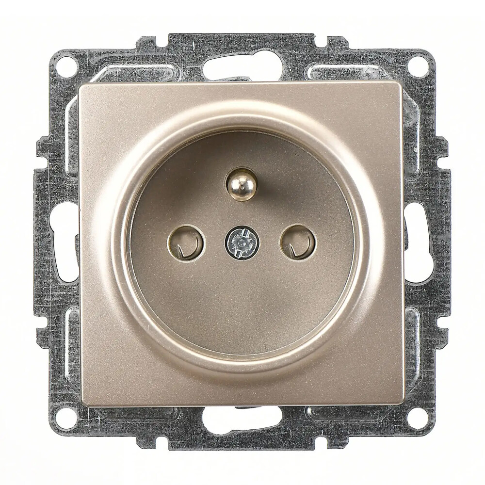 Visage Çocuk Korumalı UPS Priz (klipsli), Metalik Bej (Mekanizma + Tuş/Kapak) - Günsan Elektrik