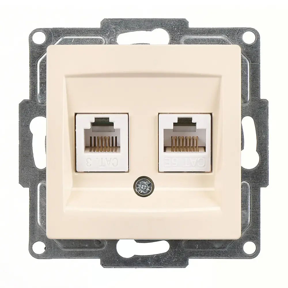 Visage Data + Nümeris Telefon Prizi (RJ45 Cat5E + Cat3), Krem (Mekanizma + Tuş/Kapak) - 1