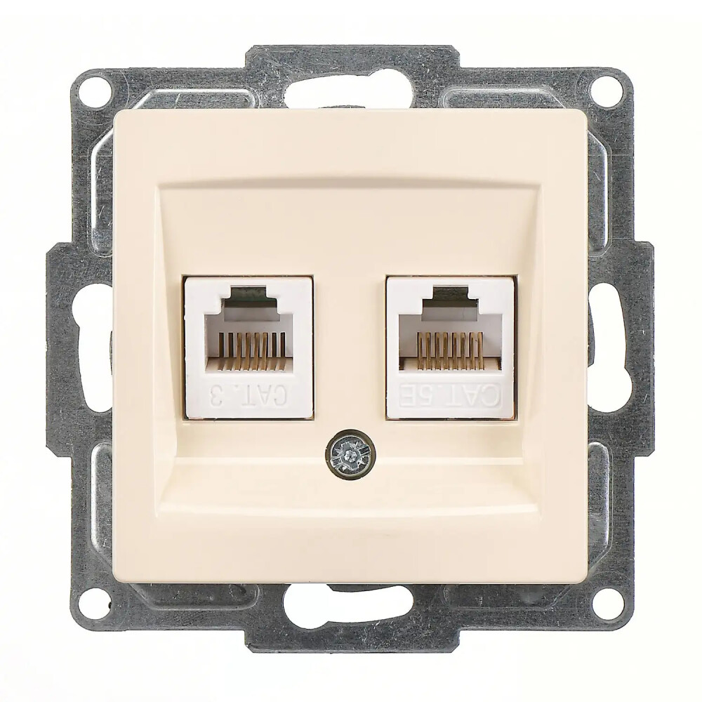 Visage Data + Nümeris Telefon Prizi (RJ45 Cat5E + Cat3), Krem (Mekanizma + Tuş/Kapak) - Günsan Elektrik
