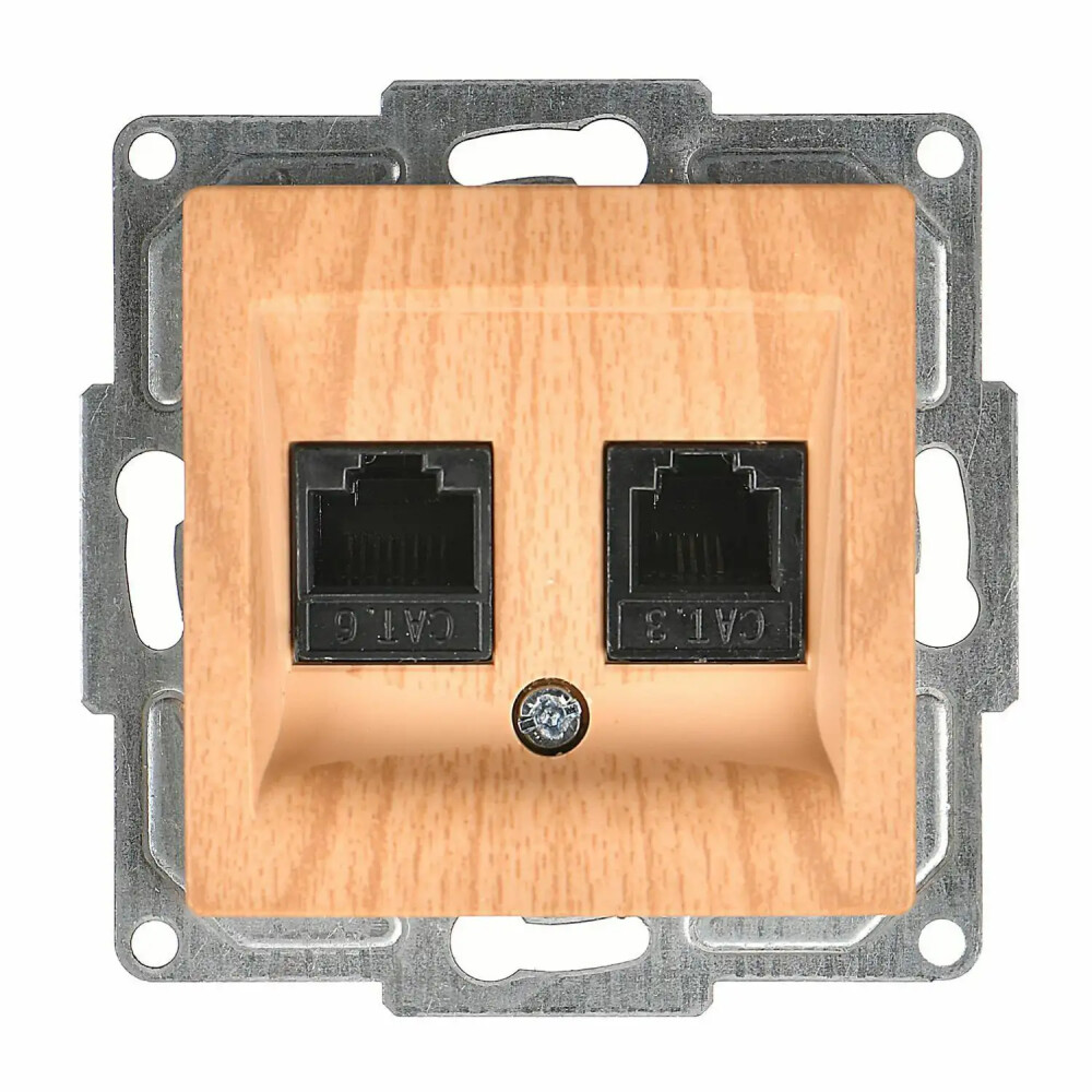 Visage Data + Nümeris Telefon Prizi (RJ45 Cat6 + Cat3), Akçaağaç (Mekanizma + Tuş/Kapak) - Günsan Elektrik