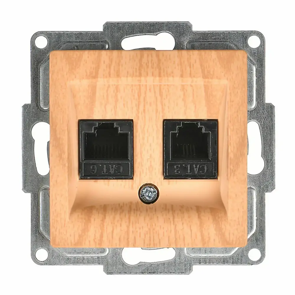 Visage Data + Nümeris Telefon Prizi (RJ45 Cat6 + Cat3), Akçaağaç (Mekanizma + Tuş/Kapak) 