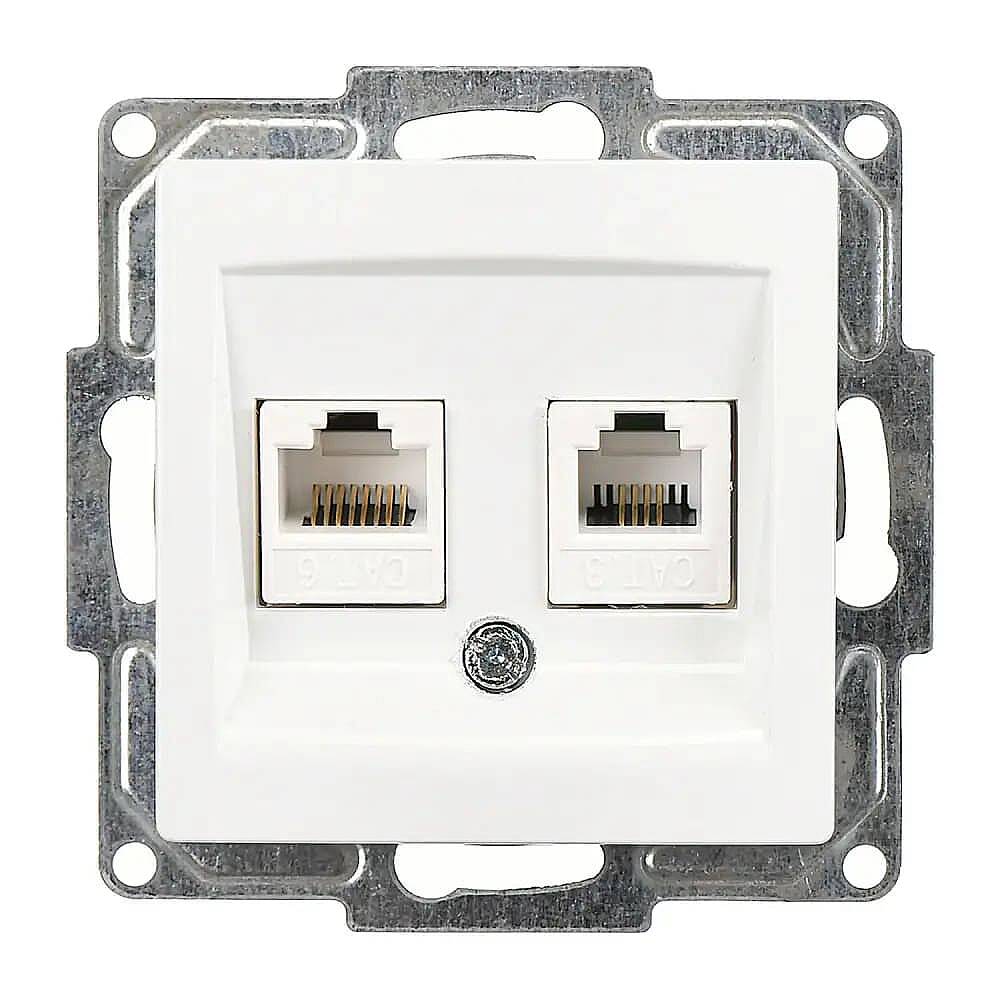 Visage Data + Nümeris Telefon Prizi (RJ45 Cat6 + Cat3), Beyaz (Mekanizma + Tuş/Kapak) - 1