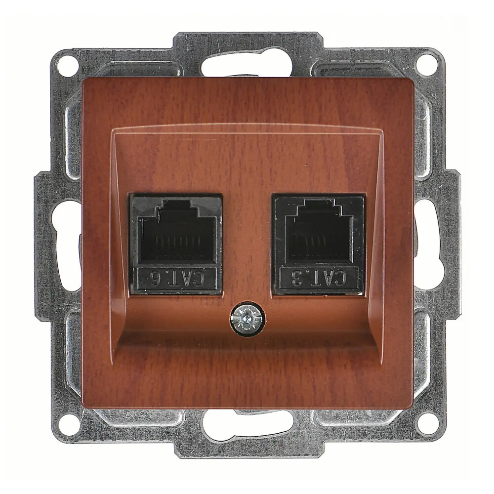 Visage Data + Nümeris Telefon Prizi (RJ45 Cat6 + Cat3), Ceviz (Mekanizma + Tuş/Kapak) - Günsan Elektrik