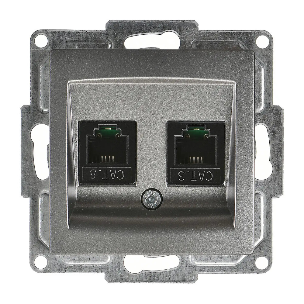 Visage Data + Nümeris Telefon Prizi (RJ45 Cat6 + Cat3), Füme (Mekanizma + Tuş/Kapak) - Günsan Elektrik