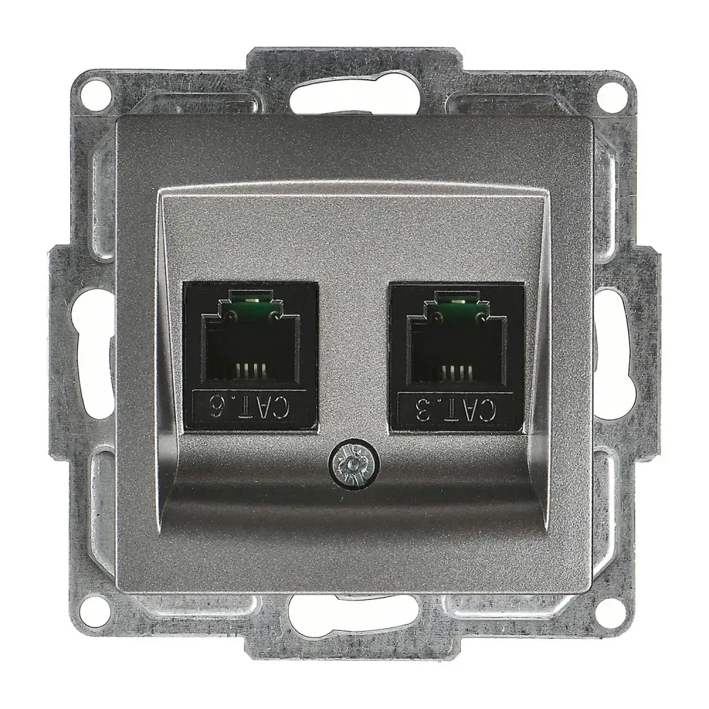 Visage Data + Nümeris Telefon Prizi (RJ45 Cat6 + Cat3), Füme (Mekanizma + Tuş/Kapak) - 1