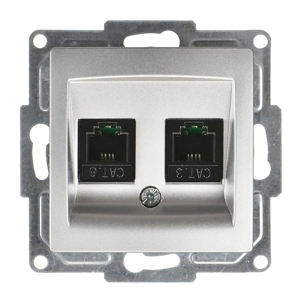 Visage Data + Nümeris Telefon Prizi (RJ45 Cat6 + Cat3), Gümüş (Mekanizma + Tuş/Kapak) - Günsan Elektrik