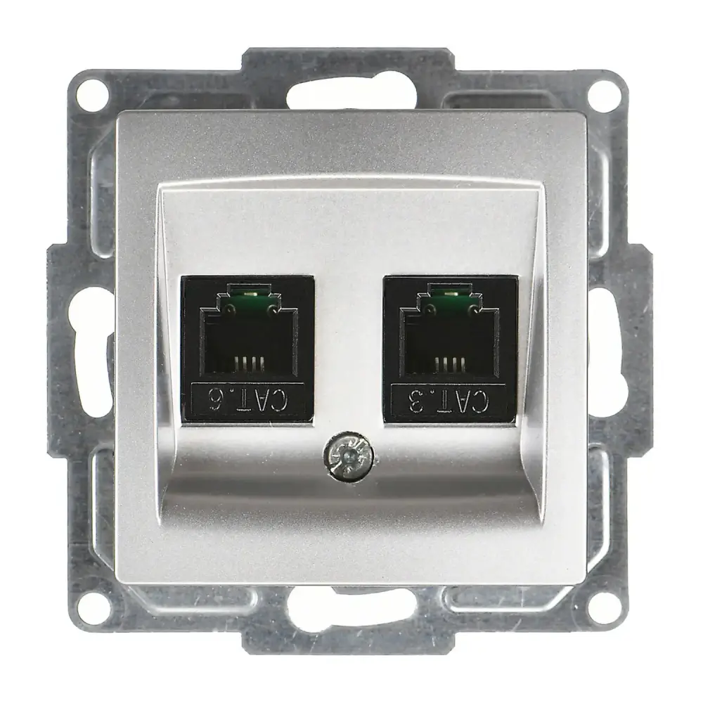 Visage Data + Nümeris Telefon Prizi (RJ45 Cat6 + Cat3), Gümüş (Mekanizma + Tuş/Kapak) 