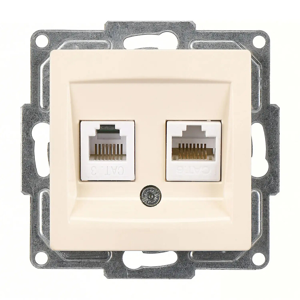 Visage Data + Nümeris Telefon Prizi (RJ45 Cat6 + Cat3), Krem (Mekanizma + Tuş/Kapak) - Günsan Elektrik