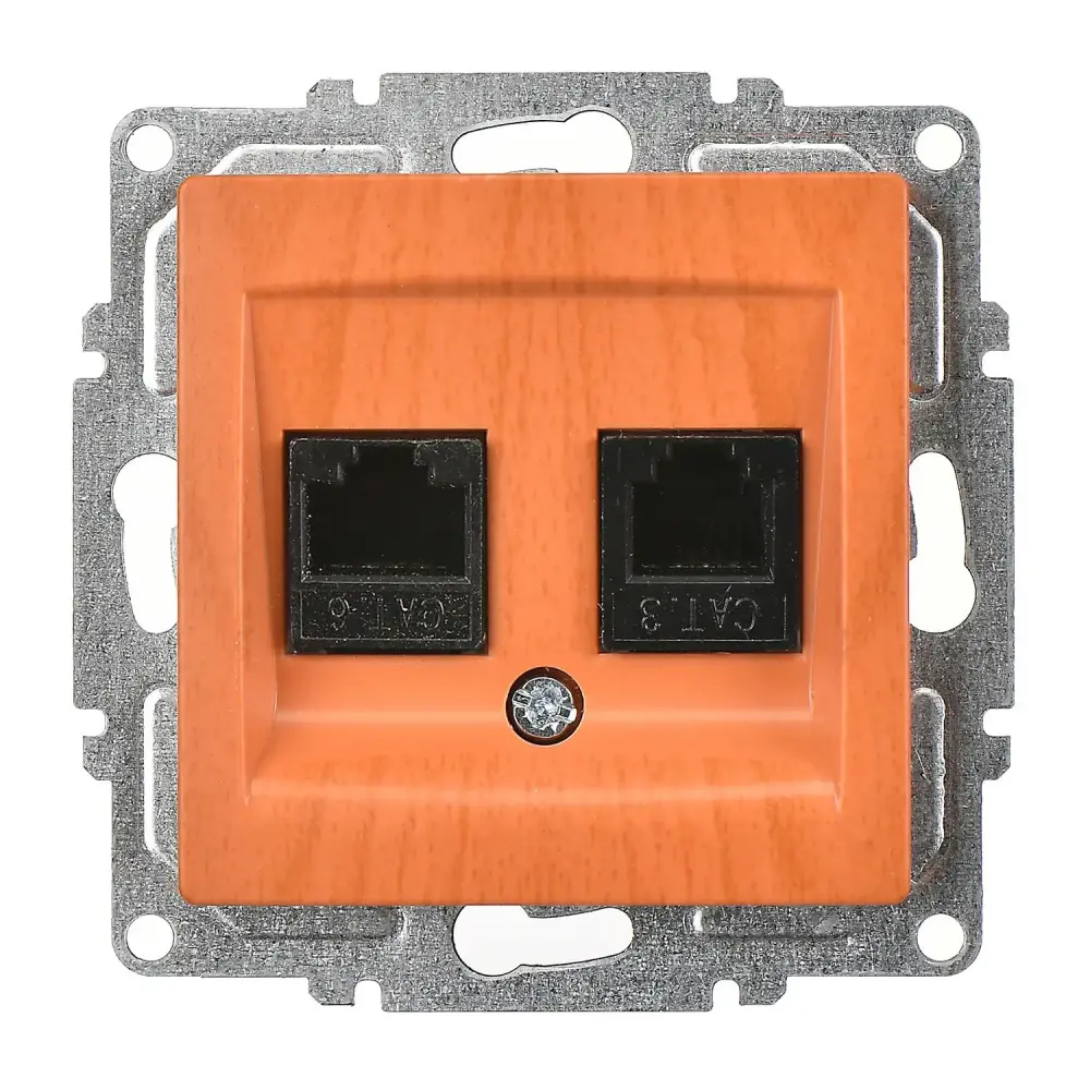 Visage Data + Nümeris Telefon Prizi (RJ45 Cat6 + Cat3), Meşe (Mekanizma + Tuş/Kapak) 
