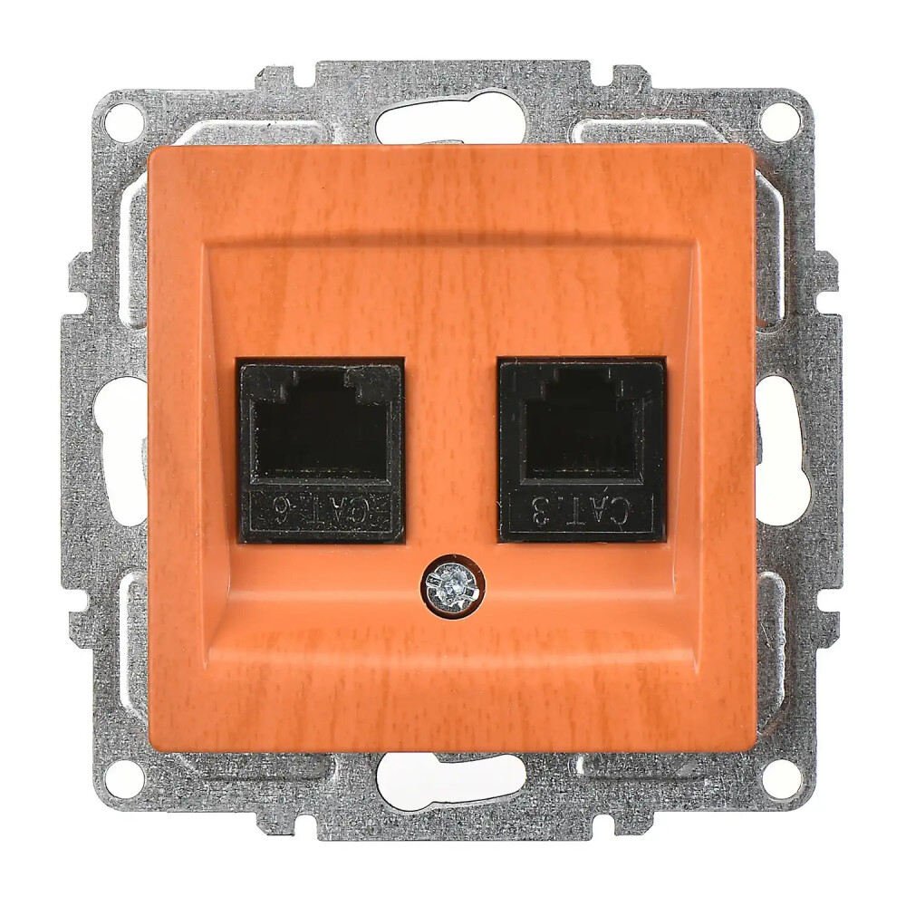 Visage Data + Nümeris Telefon Prizi (RJ45 Cat6 + Cat3), Meşe (Mekanizma + Tuş/Kapak) - Günsan Elektrik