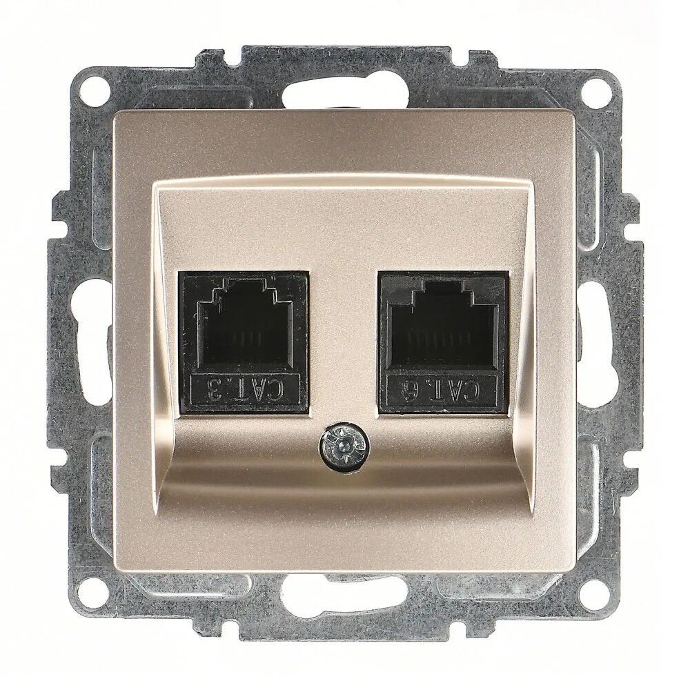 Visage Data + Nümeris Telefon Prizi (RJ45 Cat6 + Cat3), Metalik Bej (Mekanizma + Tuş/Kapak) - Günsan Elektrik