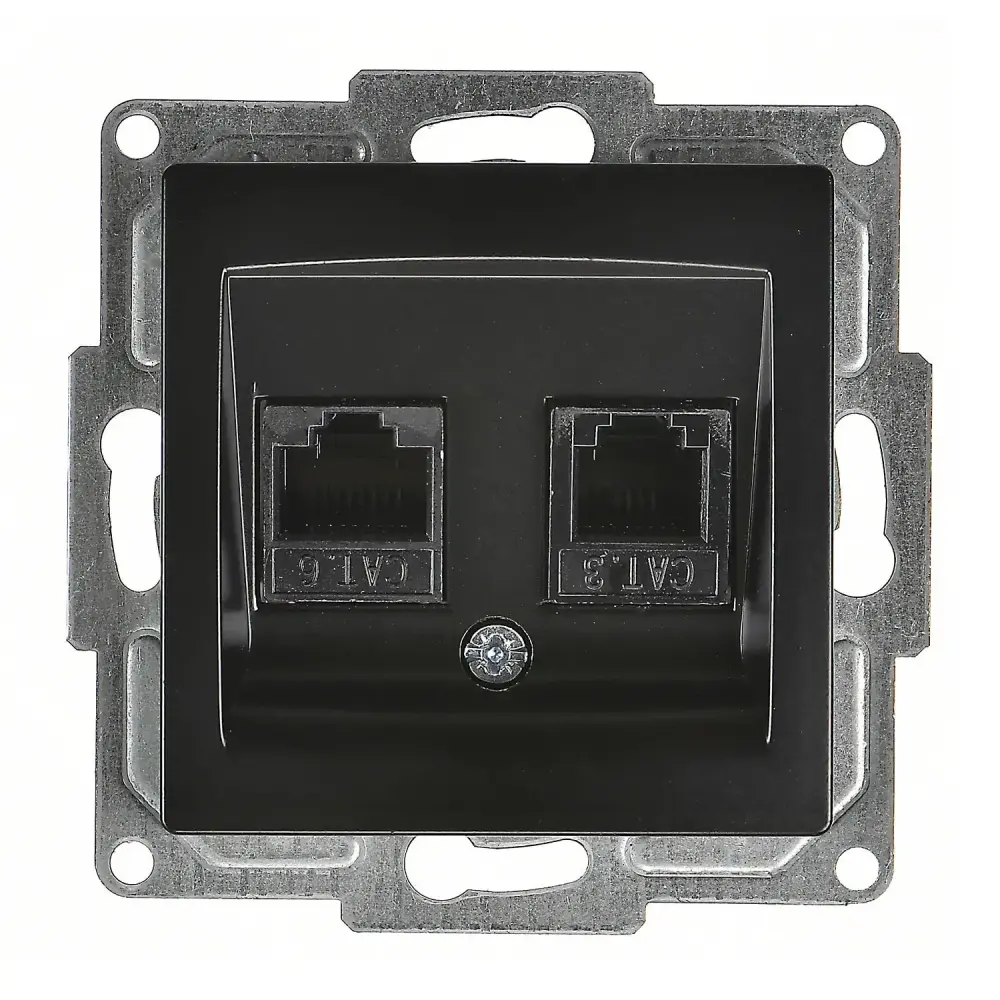 Visage Data + Nümeris Telefon Prizi (RJ45 Cat6 + Cat3), Metalik Siyah (Mekanizma + Tuş/Kapak) 