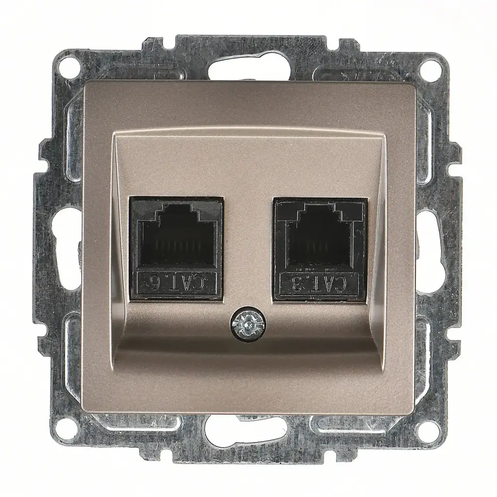 Visage Data + Nümeris Telefon Prizi (RJ45 Cat6 + Cat3), Mocha (Mekanizma + Tuş/Kapak) - 1
