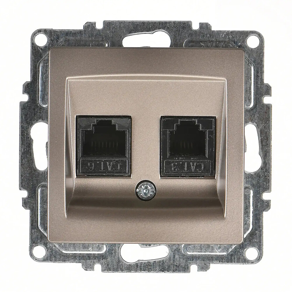 Visage Data + Nümeris Telefon Prizi (RJ45 Cat6 + Cat3), Mocha (Mekanizma + Tuş/Kapak) - Günsan Elektrik