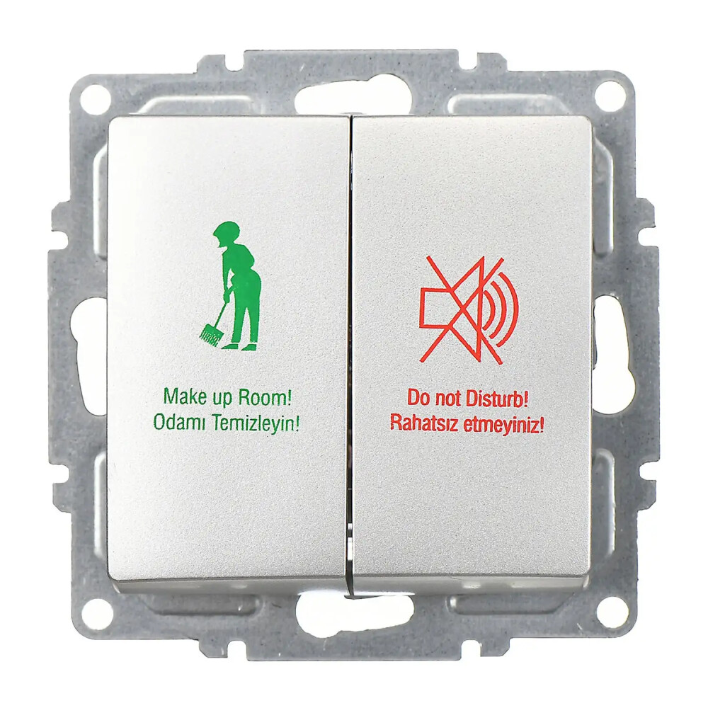 Visage DND/MUR Komütatörü, Gümüş (Mekanizma + Tuş/Kapak) - Günsan Elektrik