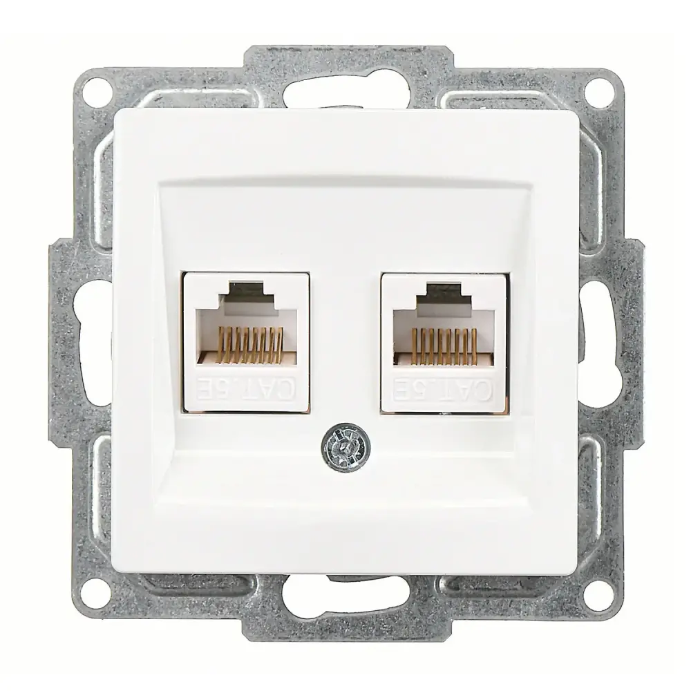 Visage İkili Data Prizi (2 x RJ45 Cat5E), Beyaz (Mekanizma + Tuş/Kapak) 
