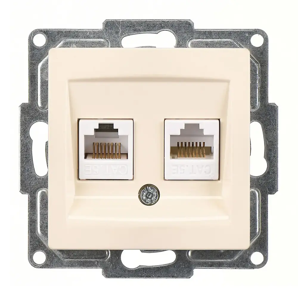 Visage İkili Data Prizi (2 x RJ45 Cat5E), Krem (Mekanizma + Tuş/Kapak) 