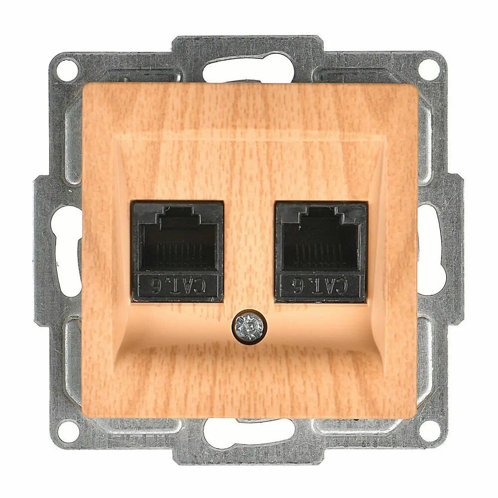 Visage İkili Data Prizi (2 x RJ45 Cat6), Akçaağaç (Mekanizma + Tuş/Kapak) - Günsan Elektrik