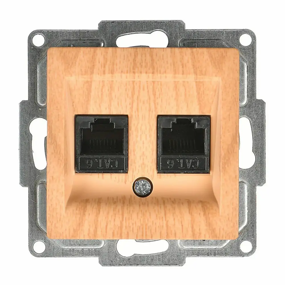 Visage İkili Data Prizi (2 x RJ45 Cat6), Akçaağaç (Mekanizma + Tuş/Kapak) 