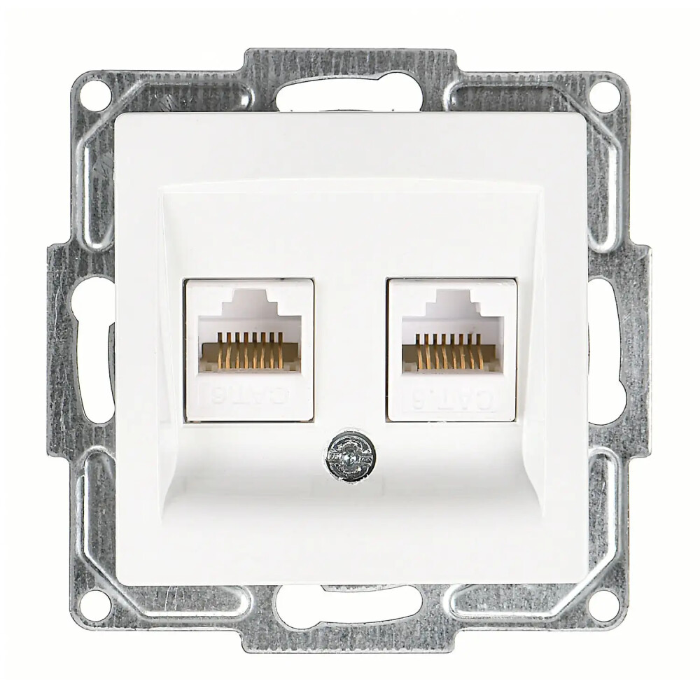 Visage İkili Data Prizi (2 x RJ45 Cat6), Beyaz (Mekanizma + Tuş/Kapak) - Günsan Elektrik