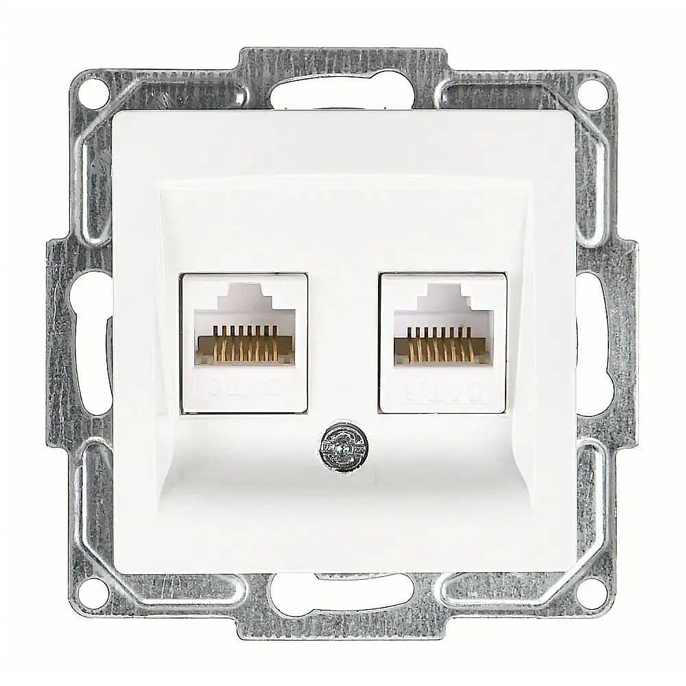 Visage İkili Data Prizi (2 x RJ45 Cat6), Beyaz (Mekanizma + Tuş/Kapak) - 1