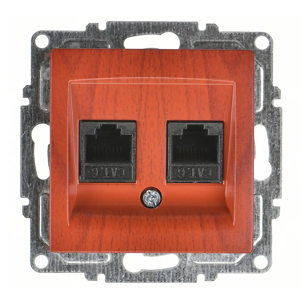 Visage İkili Data Prizi (2 x RJ45 Cat6), Kiraz (Mekanizma + Tuş/Kapak) - Günsan Elektrik