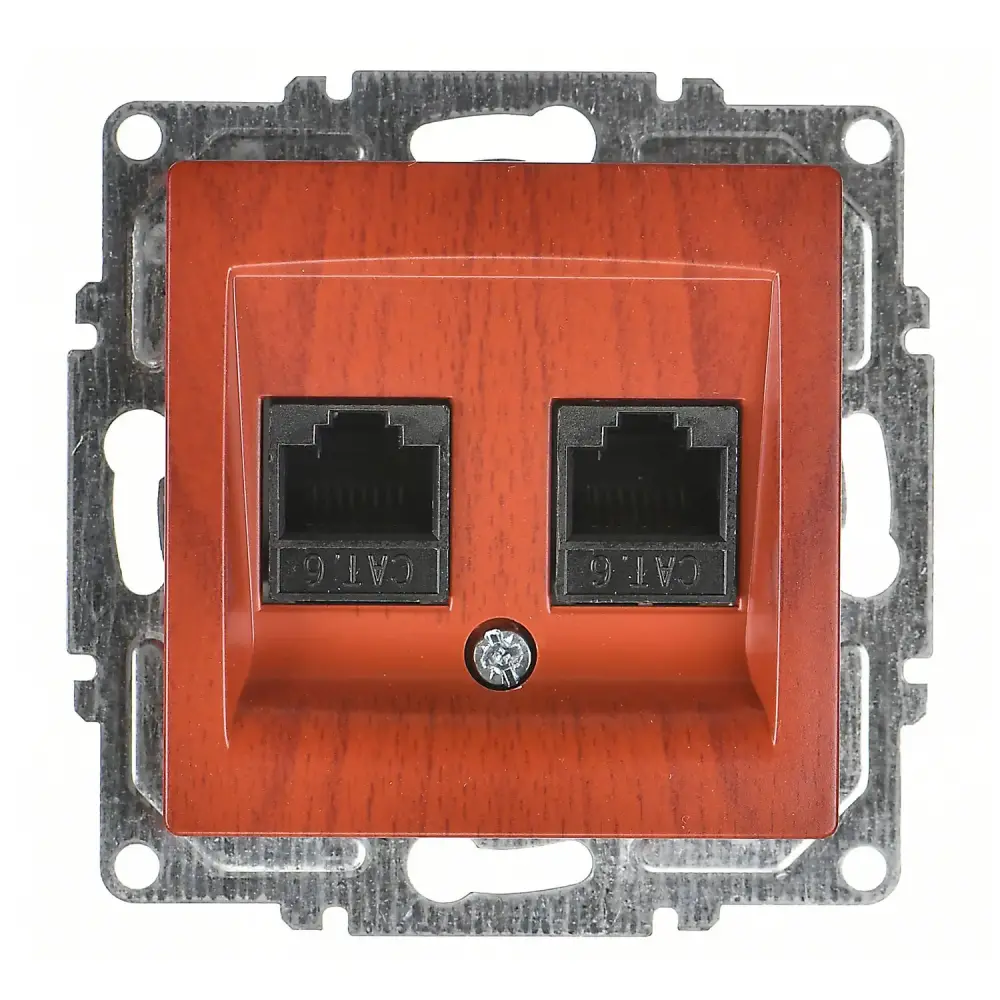 Visage İkili Data Prizi (2 x RJ45 Cat6), Kiraz (Mekanizma + Tuş/Kapak) 
