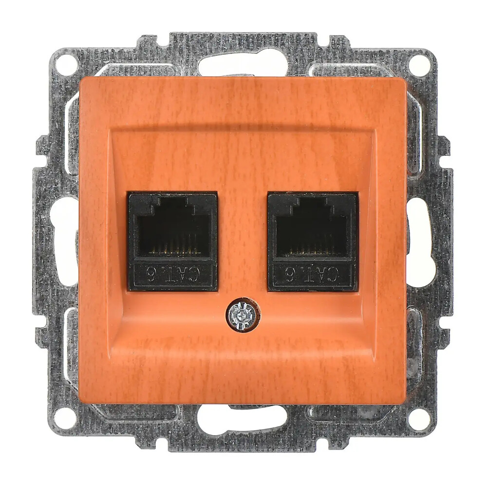 Visage İkili Data Prizi (2 x RJ45 Cat6), Meşe (Mekanizma + Tuş/Kapak) - Günsan Elektrik