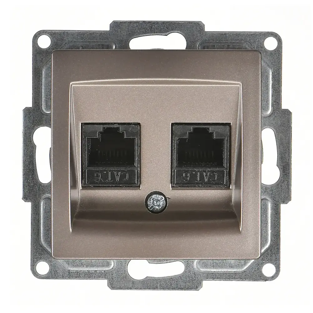 Visage İkili Data Prizi (2 x RJ45 Cat6), Mocha (Mekanizma + Tuş/Kapak) - 1