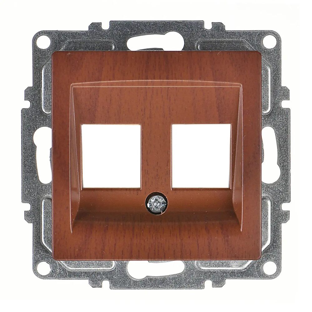 Visage İkili Data Prizi (Jaksız), Ceviz (Mekanizma + Tuş/Kapak) - Günsan Elektrik