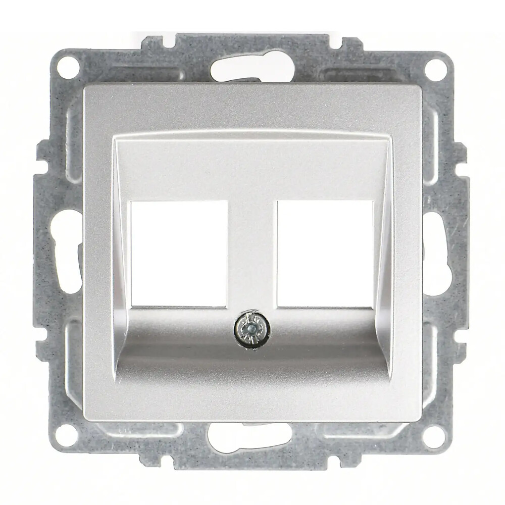 Visage İkili Data Prizi (Jaksız), Gümüş (Mekanizma + Tuş/Kapak) - Günsan Elektrik