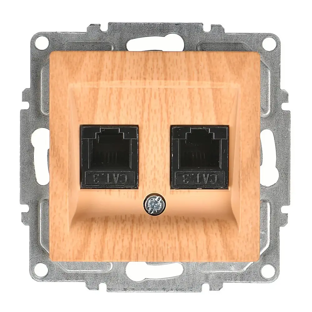 Visage İkili Nümeris Telefon Prizi (2 x Cat3), Akçaağaç (Mekanizma + Tuş/Kapak) 