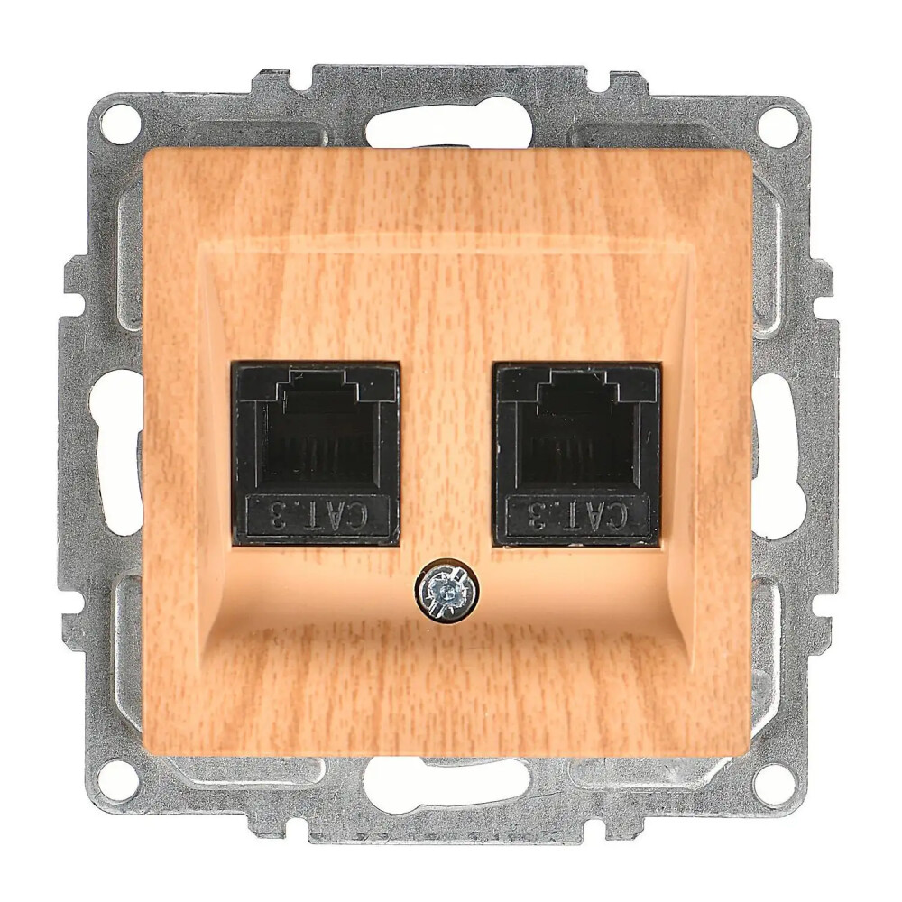 Visage İkili Nümeris Telefon Prizi (2 x Cat3), Akçaağaç (Mekanizma + Tuş/Kapak) - Günsan Elektrik