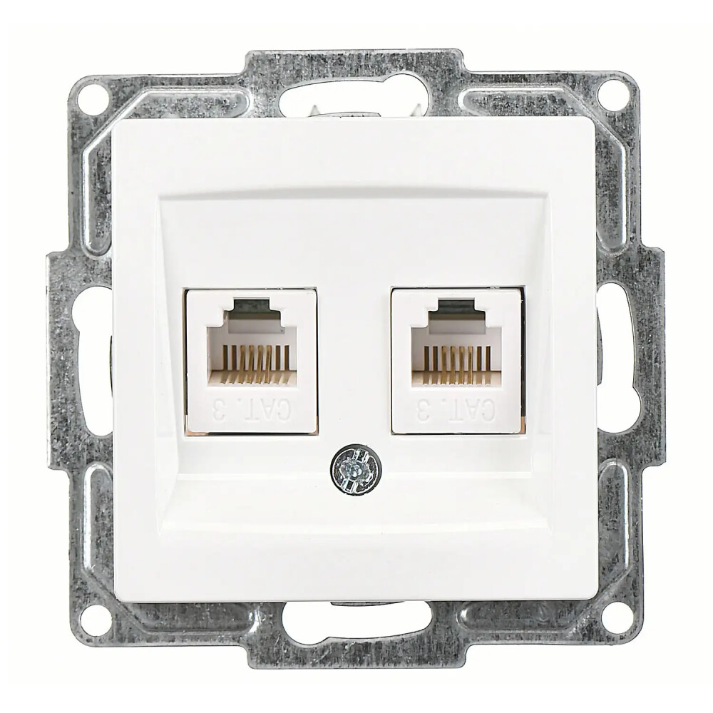 Visage İkili Nümeris Telefon Prizi (2 x Cat3), Beyaz (Mekanizma + Tuş/Kapak) - Günsan Elektrik