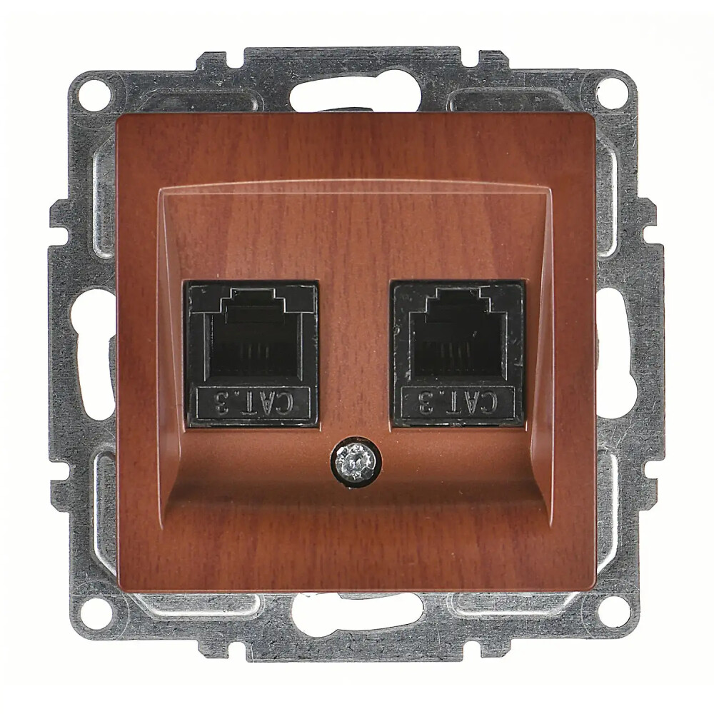 Visage İkili Nümeris Telefon Prizi (2 x Cat3), Ceviz (Mekanizma + Tuş/Kapak) - Günsan Elektrik