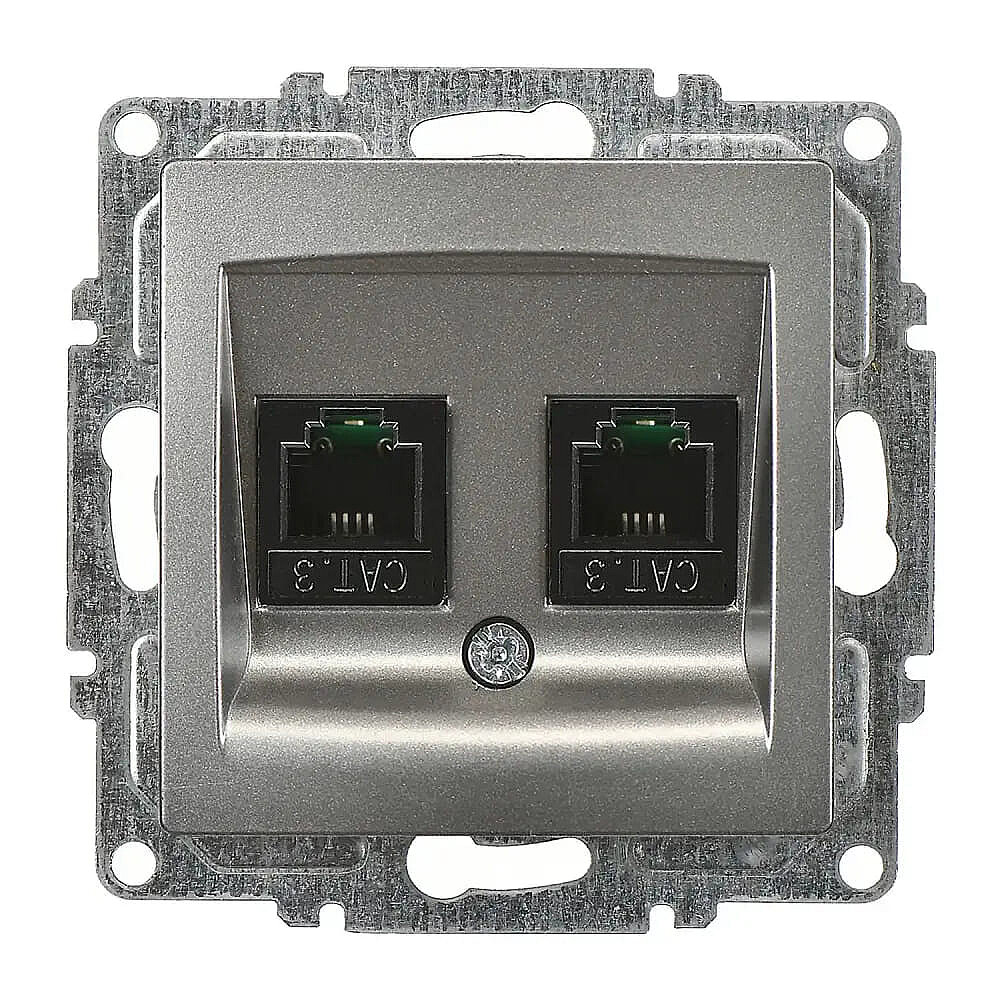 Visage İkili Nümeris Telefon Prizi (2 x Cat3), Füme (Mekanizma + Tuş/Kapak) - Günsan