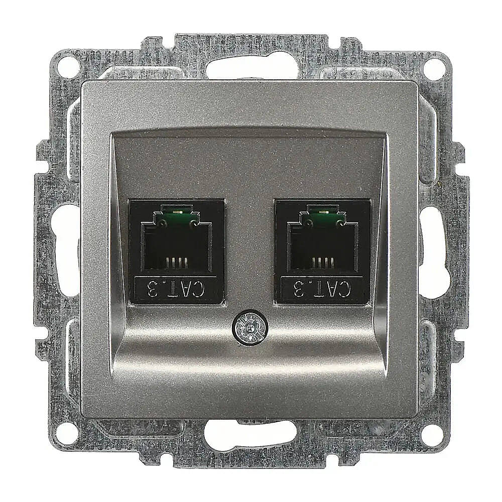 Visage İkili Nümeris Telefon Prizi (2 x Cat3), Füme (Mekanizma + Tuş/Kapak) - 1