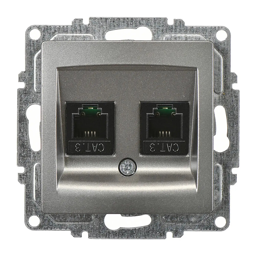 Visage İkili Nümeris Telefon Prizi (2 x Cat3), Füme (Mekanizma + Tuş/Kapak) - Günsan Elektrik