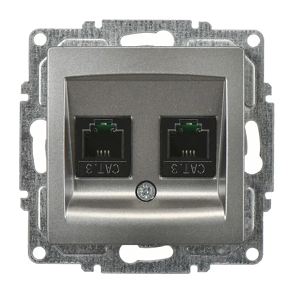 Visage İkili Nümeris Telefon Prizi (2 x Cat3), Füme (Mekanizma + Tuş/Kapak) - 1