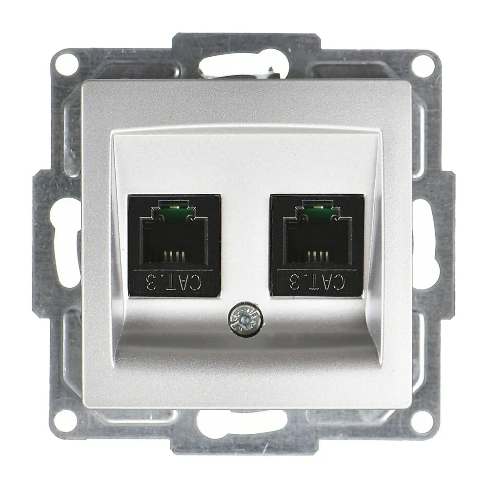 Visage İkili Nümeris Telefon Prizi (2 x Cat3), Gümüş (Mekanizma + Tuş/Kapak) - Günsan Elektrik