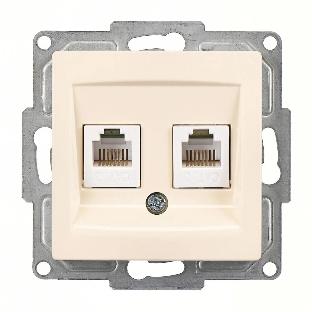 Visage İkili Nümeris Telefon Prizi (2 x Cat3), Krem (Mekanizma + Tuş/Kapak) - Günsan Elektrik