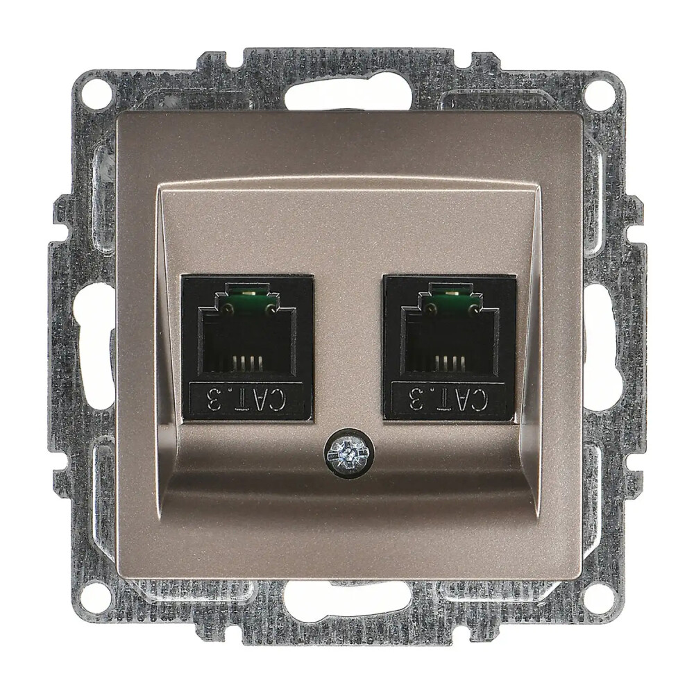 Visage İkili Nümeris Telefon Prizi (2 x Cat3), Mocha (Mekanizma + Tuş/Kapak) - Günsan Elektrik