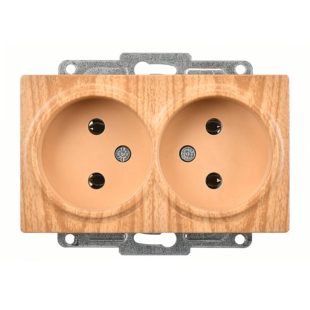 Visage İkili Priz, Akçaağaç (Mekanizma + Tuş/Kapak) - Günsan