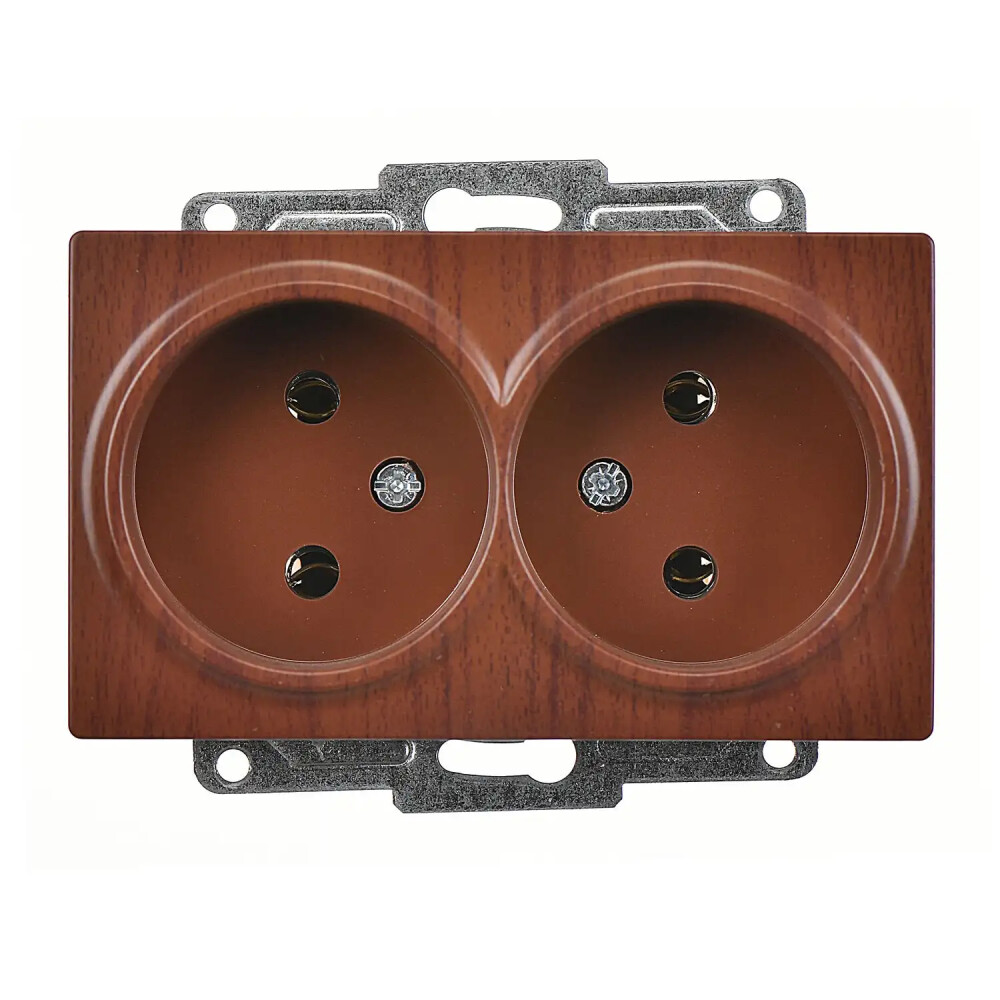 Visage İkili Priz, Ceviz (Mekanizma + Tuş/Kapak) - Günsan Elektrik